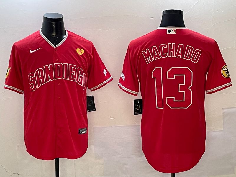 Men San Diego Padres #13 Machado Red Jointly Name Game Nike 2025 MLB Jersey style 4